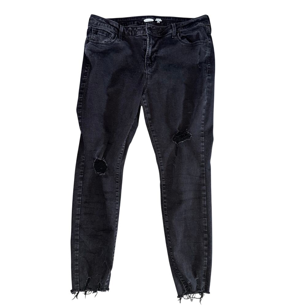 Old Navy Rockstar Mid-Rise Skinny Ankle Distressed Black Size 14 Used